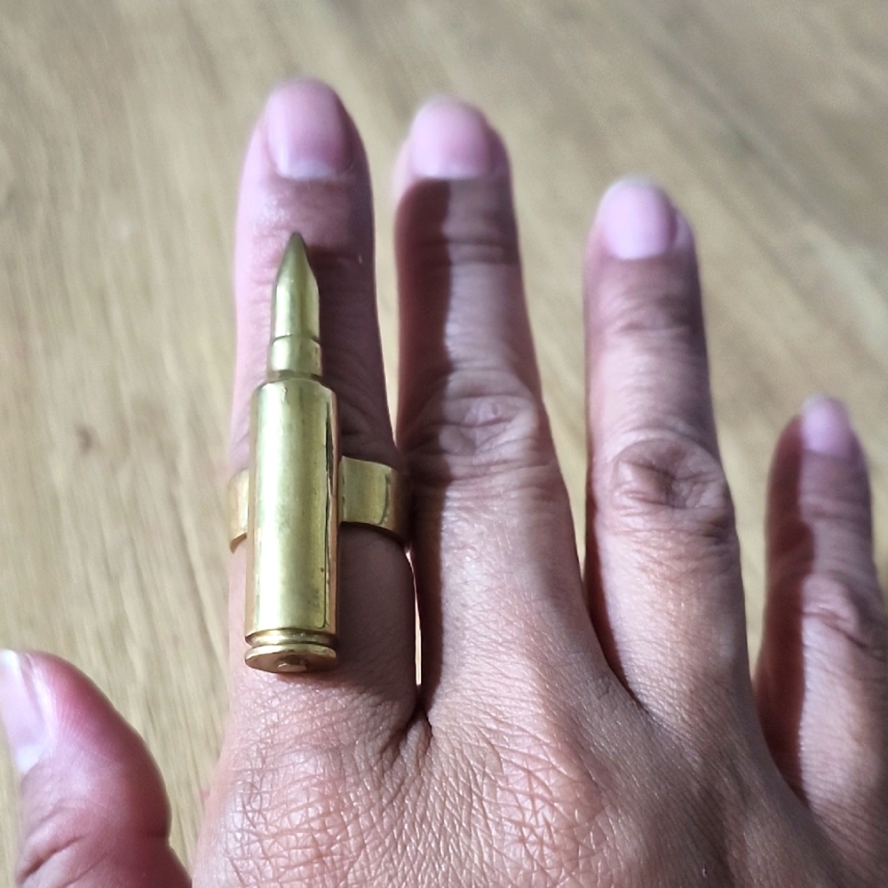 Gold Brass Bullet Ring
